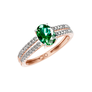 Anillo fino de corte ovalado de Esmeralda con certificación IGI, vástago dividido de oro de 14K y 18K, OEM y ODM personalizado, joyería de fiesta al por mayor, anillo barato de compra a granel - Product Image 1