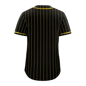 เสื้อเบสบอลสีดำและสีทอง ผ้าโพลีเอสเตอร์/คอตตอน ระบายอากาศได้ดี ออกแบบเองได้ ติดกระดุม ไซส์ใหญ่ สำหรับผู้ชาย - Product Image 2