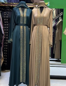 Offre Spéciale – Abaya Modeste de Dubaï à Manches Longues, Perlée et Pailletée, Traditionnelle, Faite à la Main, pour Mariage, Respirante, Col en V pour Femme - Product Image 3