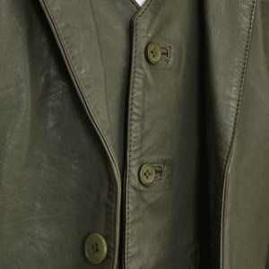 <b>Men's</b> Olive Green Leather 3 Piece <b>Suit</b> Single Breasted Notched Lapel Jacket <b>Vest</b> Pants Set - Product Image 4