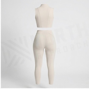 Ensemble de yoga 2 pièces North Approach, fermeture éclair intégrale sur le devant, noir uni, tissu respirant, vêtements de sport pour femmes - Product Image 2
