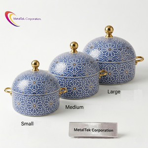 Luxury 3 Piece Stainless Steel Enamel Coated Moroccan Style Insulated Casserole <b>Set</b> Hot <b>Pot</b> Food Warmer Serving Dish Stock <b>Pot</b> - Product Image 1