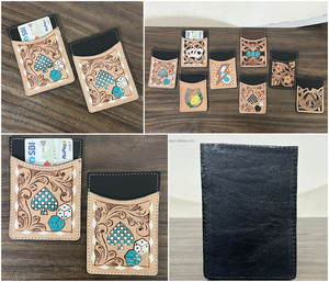 Премиальный кожаный картхолдер из винтажной кожи с турецким узором, с изображением игральных карт (пик, кубики), RFID-защитой, тонкий, для женщин - Product Image 3