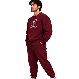 Conjunto Deportivo Casual de Sudadera y Pantalones Jogger para Hombre, Color Borgoña, con Estampado Gráfico, de Felpa, para Invierno - Product Image 2