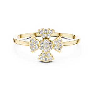 Anillos minimalistas de oro macizo de 14k con diamantes de corte redondo para mujer, para regalo, compromiso, aniversario, boda - Product Image 1