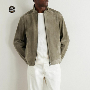 TWILL SPORTS <b>Men's</b> Stand Winter Zipper <b>Suede</b> Leather Knitted Waterproof Windproof Heated Anti-Bacterial Breathable Quilted - Product Image 3