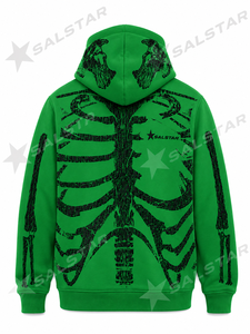 Wholesale Premium Quality Fabric <b>Skeleton</b> Sublimation Print <b>Hoodie</b> Custom Graphic Halloween Gothic Hooded Sweatshirt Manufacture - Product Image 4
