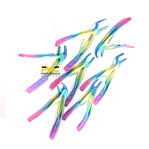 Ensemble de 7 forceps d'extraction dentaire en acier inoxydable allemand, finition arc-en-ciel, pour interventions d'extraction dentaire pédiatrique - Product Image 3