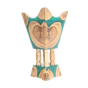 Nouveau brûleur à bakhoor de luxe en bois d'acacia arabe et résine époxy, porte-encens Mubkhar artisanal de qualité supérieure pour Oud, Bakhoor, aromatiques - Product Image 3