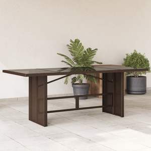 Mesa de Jardín de Ratán Sintético Marrón con Acero con Recubrimiento en Polvo y Tapa de Vidrio Templado - Product Image 1