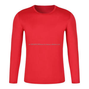 Camisetas de manga larga con cuello redondo liso en blanco, camisetas con cuello redondo para hombre, promoción, baratas, de punto de poliéster de secado rápido, teñidas lisas - Product Image 5