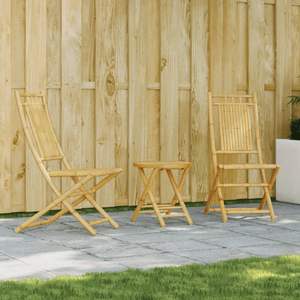 Conjunto de Bistro de Bambú Natural de 3 Piezas, Muebles Plegables para Patio - Product Image 1