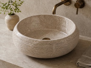 Lavabo Redondo de Mármol Natural, Tallado a Mano, Estilo Moderno, para Baños de Lujo, Hoteles, Uso en Comedores, Proveedor Mayorista - Product Image 6