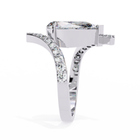 Bague de fiançailles en moissanite taille poire cultivée en laboratoire, or blanc 14 carats, pierre centrale ovale, halo, bijoux pour mariage et anniversaire