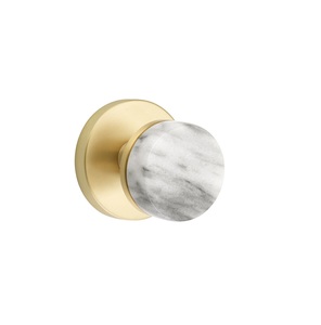 Boutons de tiroir et de commode en marbre naturel faits à la main, écologiques, minimalistes, avec laiton, fabriqués en Inde - Product Image 3