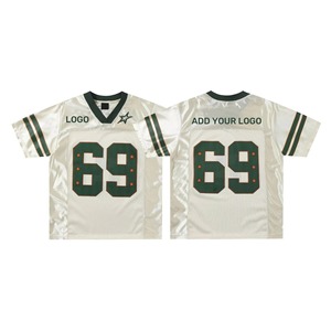 T-shirt de sport vintage oversize personnalisé en patchwork, coupe américaine, en maille, style streetwear, maillot de football 100% coton - Product Image 1