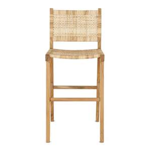 Tabouret de bar moderne en teck massif pour usage intérieur et extérieur avec siège confortable pour hôtel, café et bar - Product Image 2