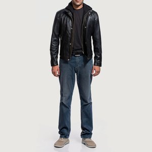 Veste de mode pour homme fabriquée au Pakistan en cuir de vache véritable, veste à capuche disponible en gros au meilleur prix, logo personnalisé OEM - Product Image 1