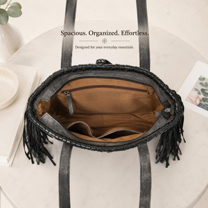Sac fourre-tout en cuir de vachette véritable fait main avec franges, style western, sac à bandoulière en cuir véritable, grande capacité, pour usage quotidien, pour femmes - Product Image 4