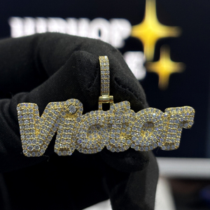 Custom Victor <b>Name</b> Letter Pendant 925 Sterling <b>Silver</b> VVS Moissanite Fully Iced Hip Hop Rhodium Gold Plated <b>Necklace</b> Charm - Product Image 5