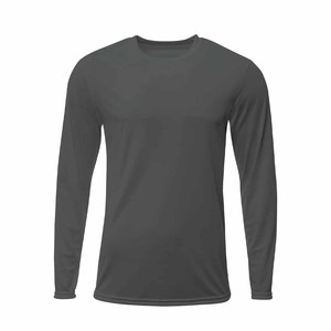 Men's long Sleeve Crew Neck T-Shirt Regular Fit Solid Color Quick Dry Knitted Polyester Casual Shirt - Product Image 2