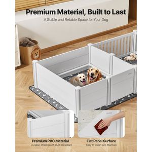 Cuccia per Cuccioli 237x123x46 cm in PVC, Box per Cuccioli con Altezza Regolabile, Porta, Tappetino Lavabile, 2 Scomparti, Arredo per Animali Domestici - Product Image 3