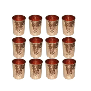 Verre à eau martelé en cuivre pour table, idéal pour la cuisine, les bars, les fêtes, le whisky, le vin – Style vintage - Product Image 1