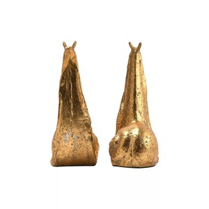 Serre-livres en forme d'escargot plaqué or, 9 pouces, décoration sculpturale bohème, 2 pièces - Product Image 2