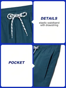 Shorts de Playa para Hombre, Color Azul Rey, Estampado de Cerveza, Diseño de Dibujos Animados, Secado Rápido, Cintura con Cordón - Product Image 3