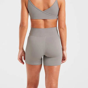 Womens High Waist Cross V <b>Waistband</b> Gym Shorts Seamless Tummy Control Workout Activewear Fitness Yoga Shorts Bulk OEM - Product Image 2