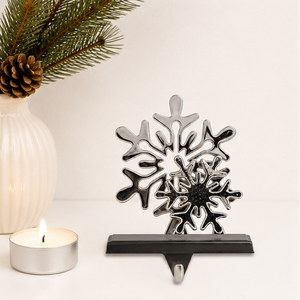 Snowflake Christmas Stocking Hanger For Mantle Chrome Finished 3D Metal <b>Weighted</b> Stocking Hook <b>Stand</b> For Festive Fireplace Decor - Product Image 6