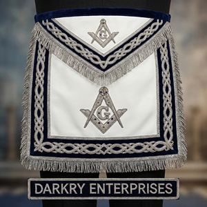 Delantal Masónico Hecho a Mano con Alambre de Plata, Delantal de Maestro Masón con Flecos de Terciopelo Azul, Suministros para Logia Masónica - Product Image 1