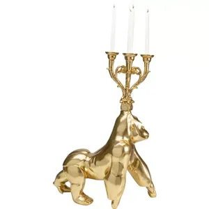 Candelabro de Hierro Dorado Golden Gorilla ZE-3277Z, Hecho a Mano, Duradero, Decoración para el Hogar, para Actividades Religiosas - Product Image 3