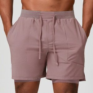 Pantalones Cortos Deportivos de Algodón Sólido para Hombre, Alta Elasticidad, 2 en 1, Cintura con Cordón, Ligeros, Bolsillos Laterales, para Tenis, Pickleball, Pádel - Product Image 1