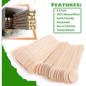 Ensemble de couverts en bois jetables, 200 pièces, biodégradables, respectueux de l'environnement, longueur 6,3 pouces, 100 fourchettes compostables - Product Image 2