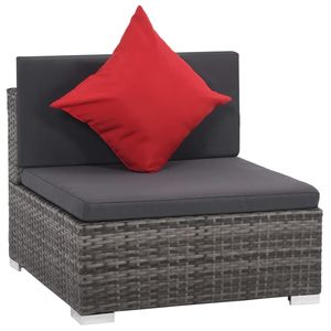Poly Rattan Gray Patio Lounge Set With <b>Cushions</b> 8 <b>Person</b> Outdoor Furniture Contemporary Modern Design - Product Image 3