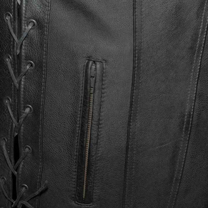 Chaleco de Motocicleta de Cuero Genuino para Hombre, con Correa Lateral Ajustable, Cierre de Cremallera, Ropa Exterior Cortavientos para Conducir en Invierno - Product Image 5