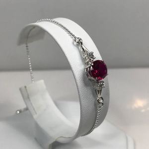 Pulsera de Plata de Ley con Dijes de Rubí y Detalles de Zafiro Blanco, Cierre Deslizante Ajustable, Joyería de Lujo, Regalo para Mujer - Product Image 4