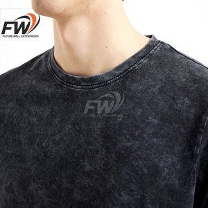 Nueva Camiseta de Moda Personalizada con Lavado Ácido para Hombre, Camisetas Oversize Lisas con Lavado Ácido, 100% Algodón, Camiseta de Verano con Lavado Ácido para Hombre - Product Image 6