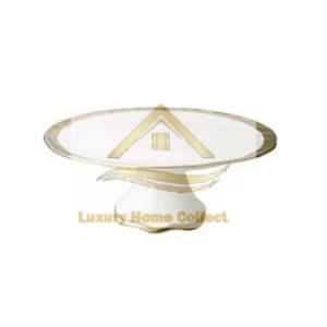 Indian Handmade White <b>Powder</b> Coated With Gold Rim Edge New Pattern Design Indian Handmade for Serving Tabletop Centerpiece Decor - Product Image 1