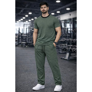 Conjunto Deportivo para Hombre, Manga Corta, Cuello Redondo, Pantalones Casuales para Correr con Bolsillos Laterales y Cierre con Cordón - Product Image 2