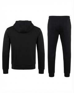 Ensemble de survêtement en coton noir pour homme, sweat-shirt à fermeture éclair intégrale avec poches latérales, vêtements décontractés, saison d'automne, coupe classique - Product Image 2