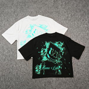 T-shirt blanc surdimensionné pour homme, 100% coton, manches courtes, col rond, jersey uni décontracté - Product Image 5