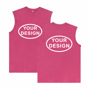 Custom Breathable Cotton Washed <b>Tank</b> <b>Top</b> <b>Men</b> Sleeveless Tee Ribbed Hem Casual Streetwear Embroidery Logo - Product Image 2