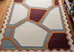 Tapis moderne personnalisé en laine Bhaldohi tufté à la main, motifs multicolores, ensembles de tapis personnalisables pour chambre, bar, prière - PET - Product Image 3