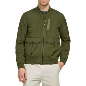 Chaquetas Bomber para Hombre en Color Verde Sólido al por Mayor, Nueva Llegada 2026, Chaquetas Bomber de Manga Larga en Tela 100% Poliéster en Venta - Product Image 1