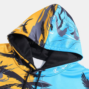 Sweat-shirt à capuche pour homme, imprimé par sublimation, motif oiseaux bleus et jaunes, vêtement décontracté d'été, coupe classique, tricoté en polyester - Product Image 2