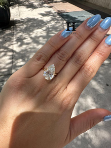 Bague de fiançailles de luxe en or jaune 14K 18K avec diamant de laboratoire taille poire de 5 à 10 carats, certifié IGI, bague solitaire en forme de goutte, bijoux - Product Image 6