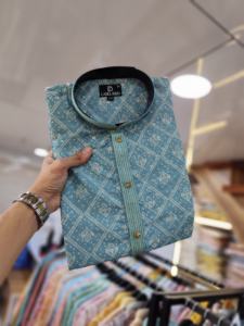 Kurta pour homme en pur coton, style Lucknowi, avec broderies et impression numérique |   Vêtements ethniques traditionnels pour Diwali, mariage et fête - Product Image 5