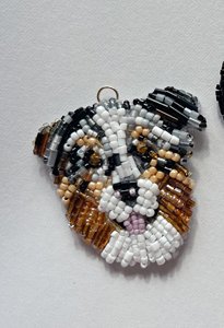 Handmade Dog Face Beaded Keychain Gold Tone <b>Key</b> <b>Ring</b> Pet Pendant <b>Bag</b> Charm Gift Accessory - Product Image 6